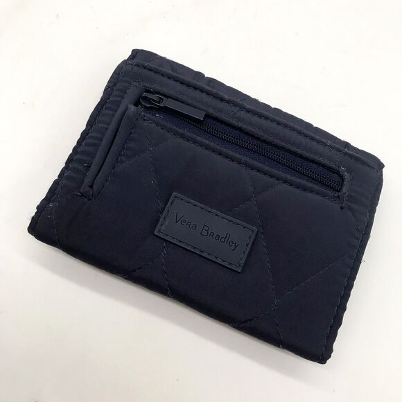 Vera Bradley Wallet Trifold CC ID Cash Quilted Navy Blue Floral Lined 5.5 x 4.5 - Picture 5 of 15